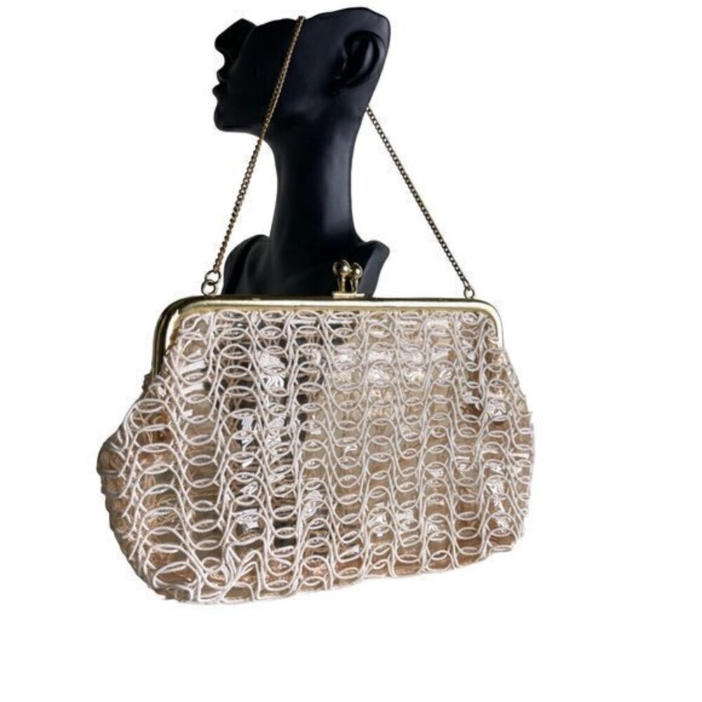 Vintage 1960s Telephone Cord Wire Purse Handbag Hand Made Clear Plastic  MOD